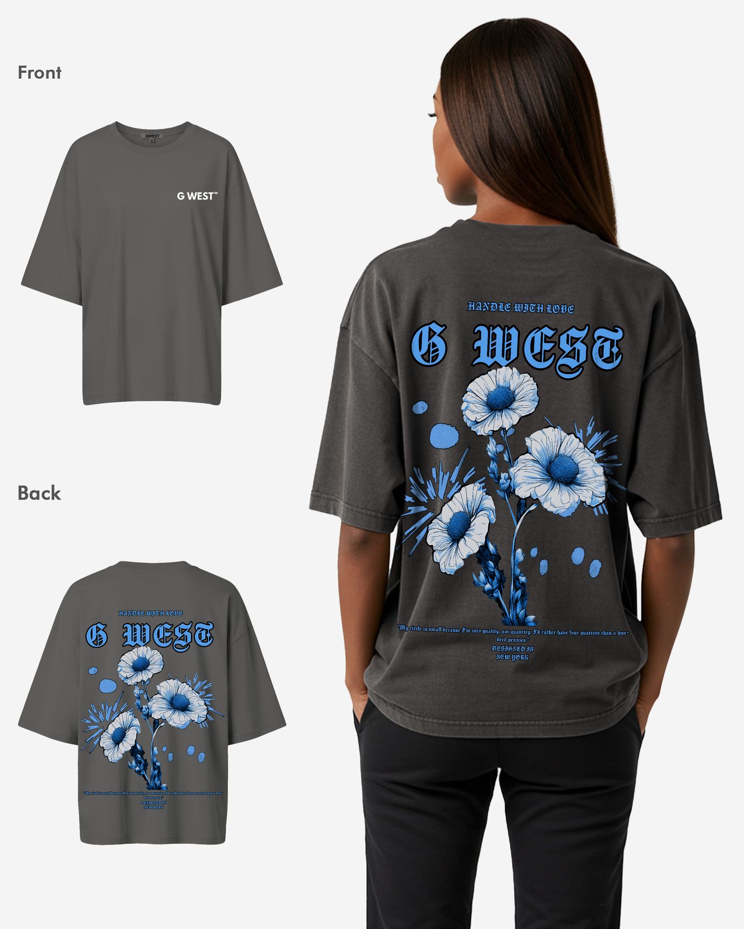 G West Womens Oversized Blue Garden Tee