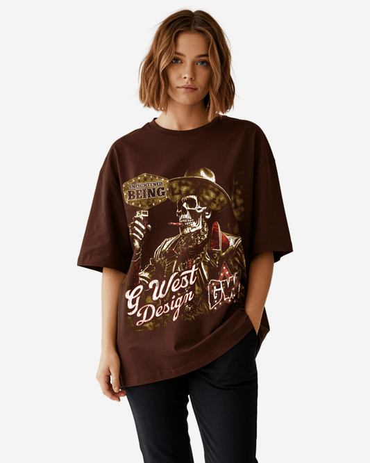 G West Womens Being Enlightened Acid Wash Premium Oversized Tee