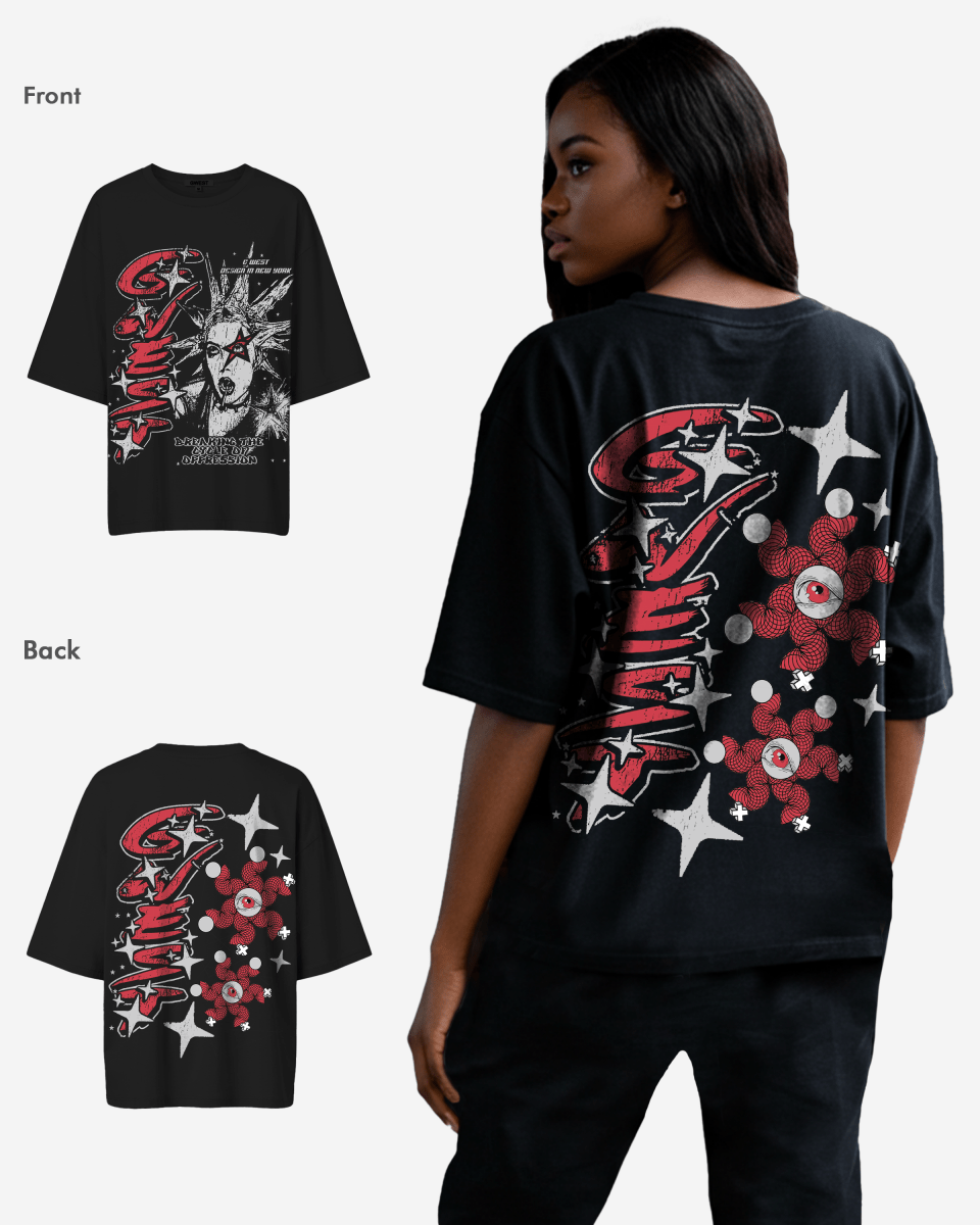 G West Womens Breaking the Cycle Double Sided Premium Oversized Tee