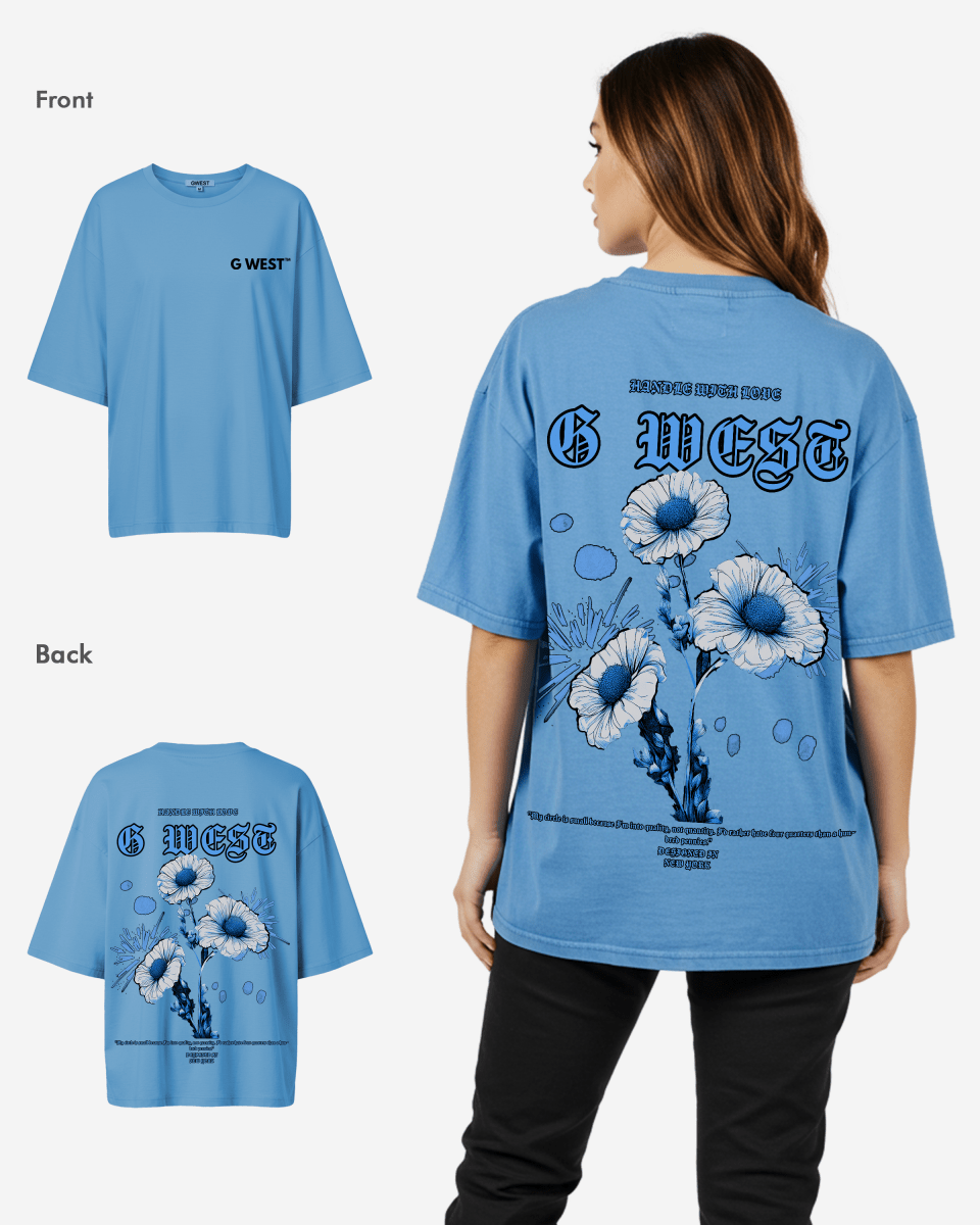 G West Womens Oversized Blue Garden Tee