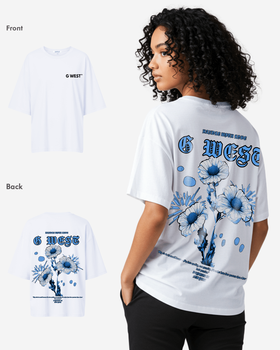 G West Womens Oversized Blue Garden Tee