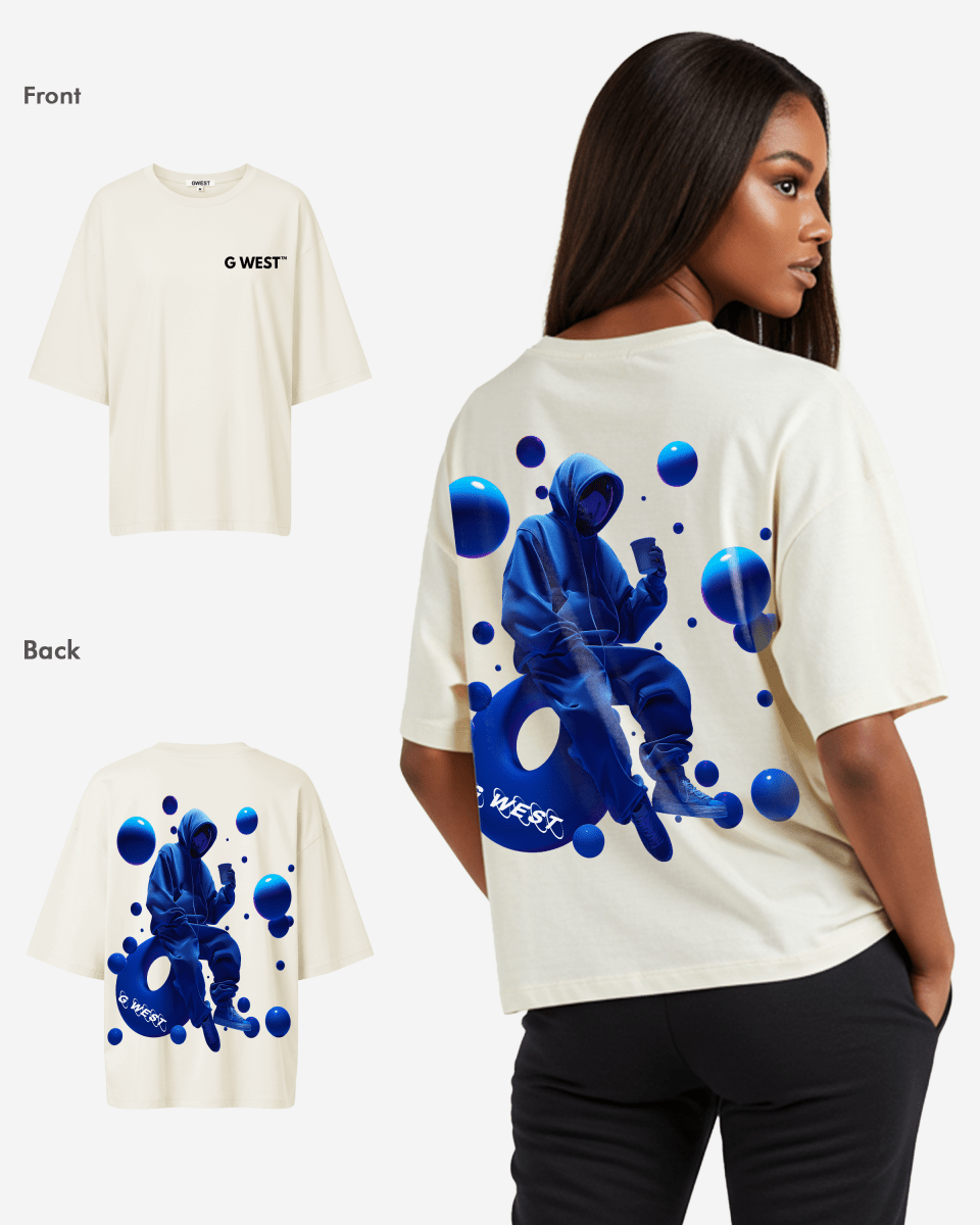 G West Womens Oversized Blue Man Tee