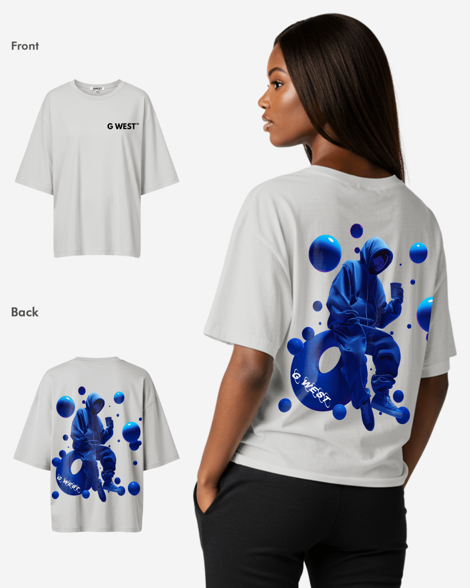 G West Womens Oversized Blue Man Tee