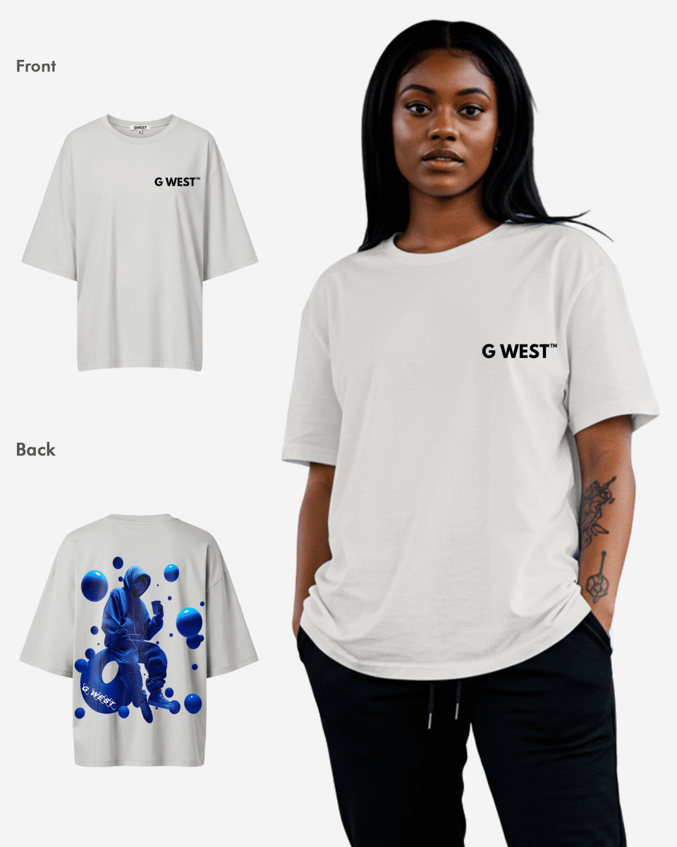 G West Womens Oversized Blue Man Tee