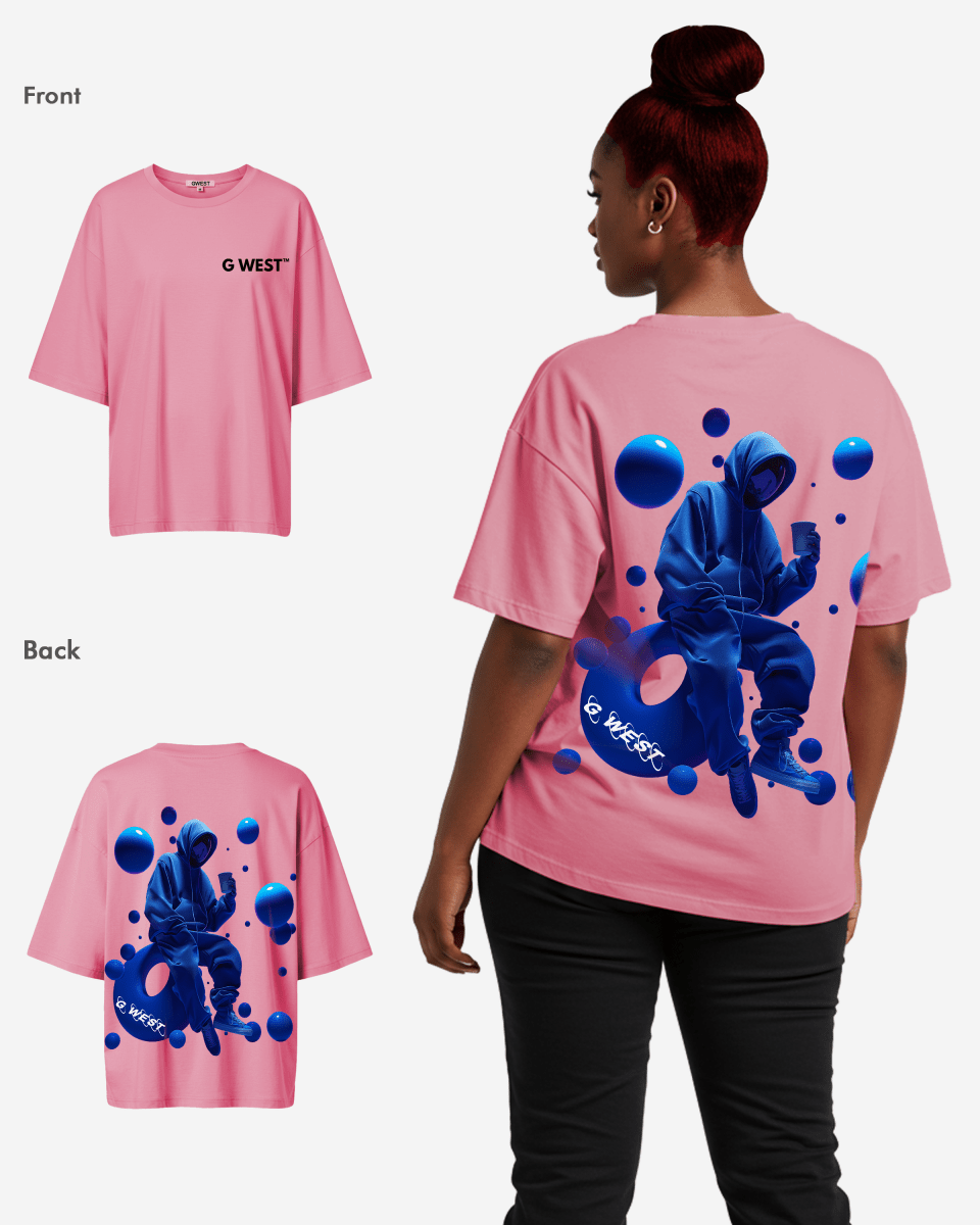 G West Womens Oversized Blue Man Tee