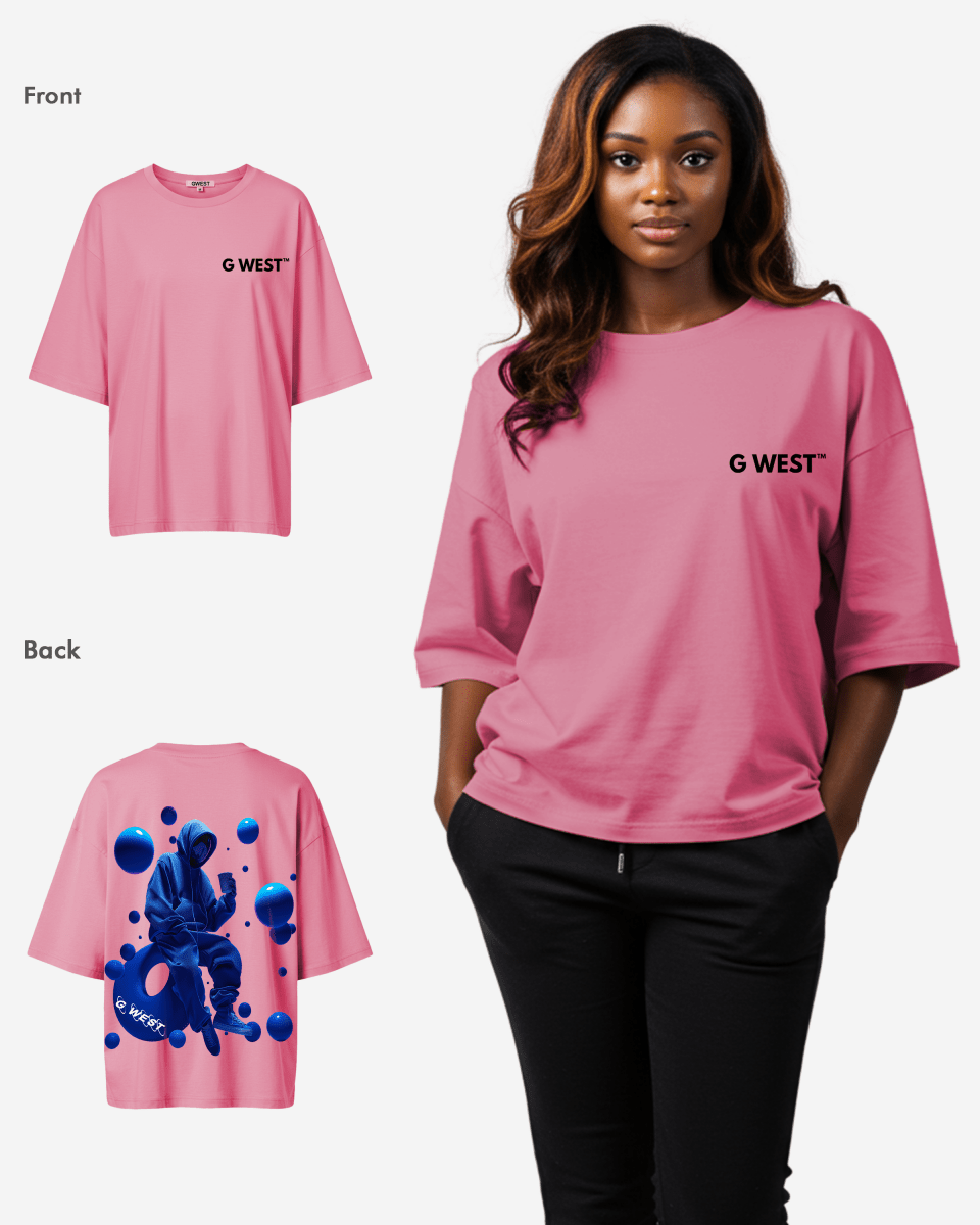 G West Womens Oversized Blue Man Tee