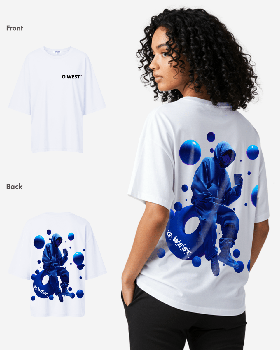 G West Womens Oversized Blue Man Tee