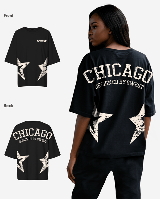 G West Womens Oversized Chicago Arch Logo Tee