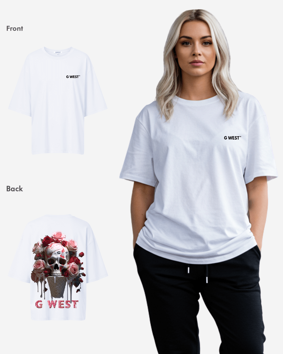 G West Womens Oversized Ice Cream Skull Tee