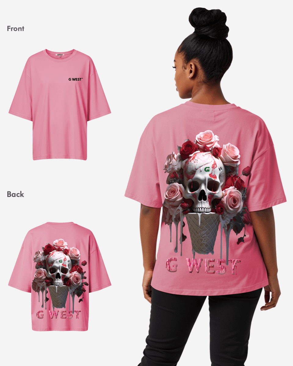 G West Womens Oversized Ice Cream Skull Tee