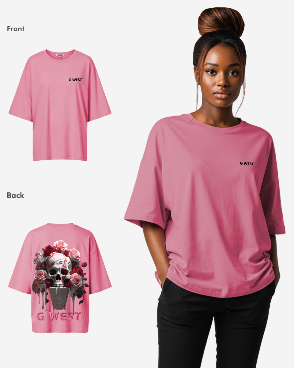 G West Womens Oversized Ice Cream Skull Tee