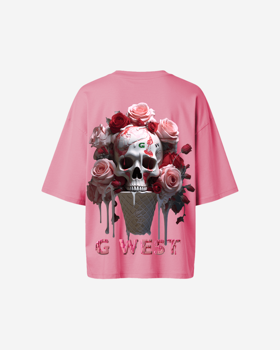G West Womens Oversized Ice Cream Skull Tee