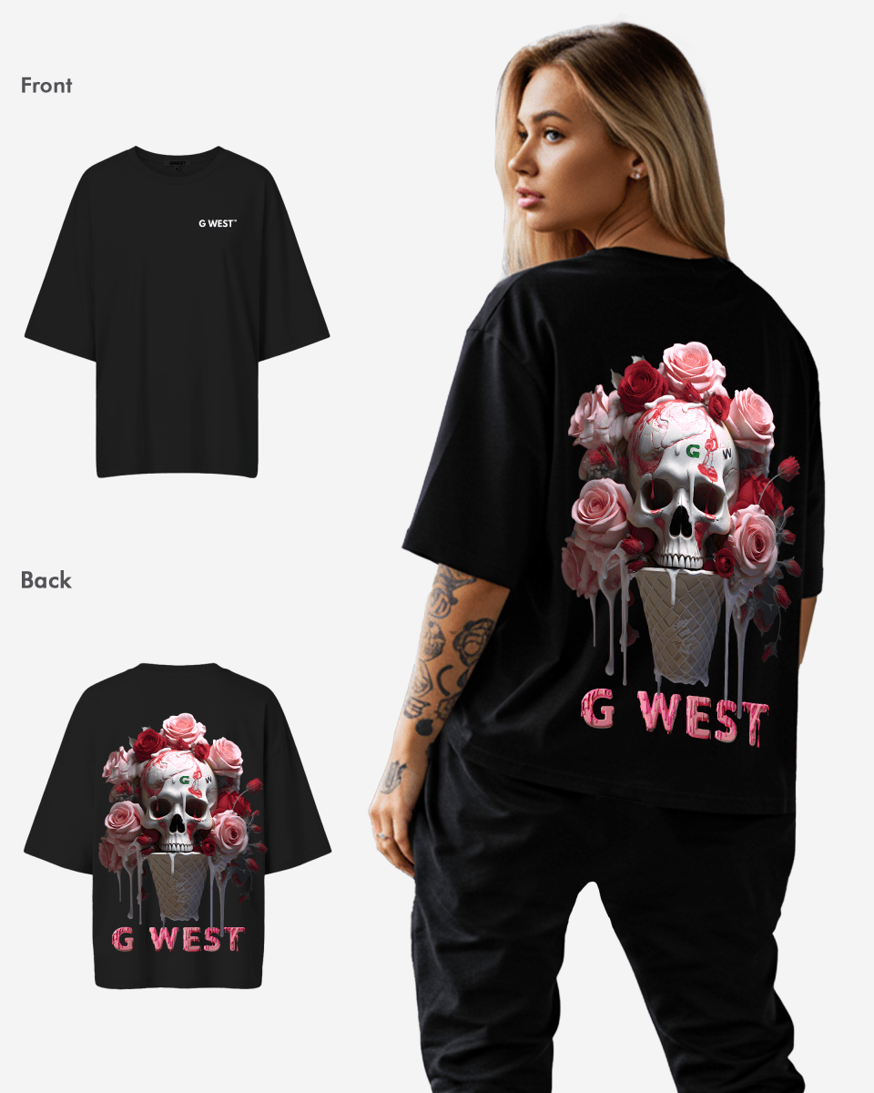 G West Womens Oversized Ice Cream Skull Tee