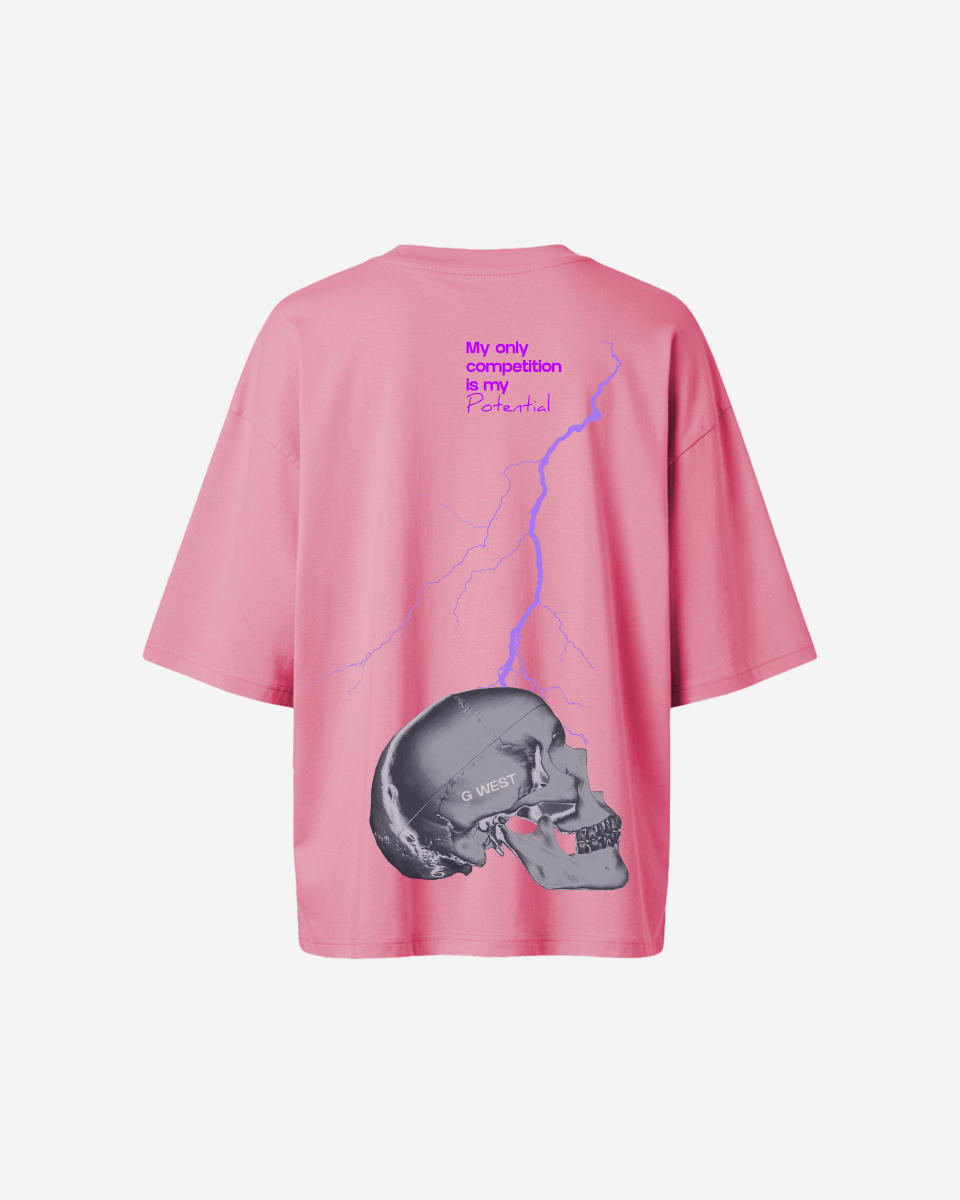 G West Womens Oversized Lighting Skull Tee