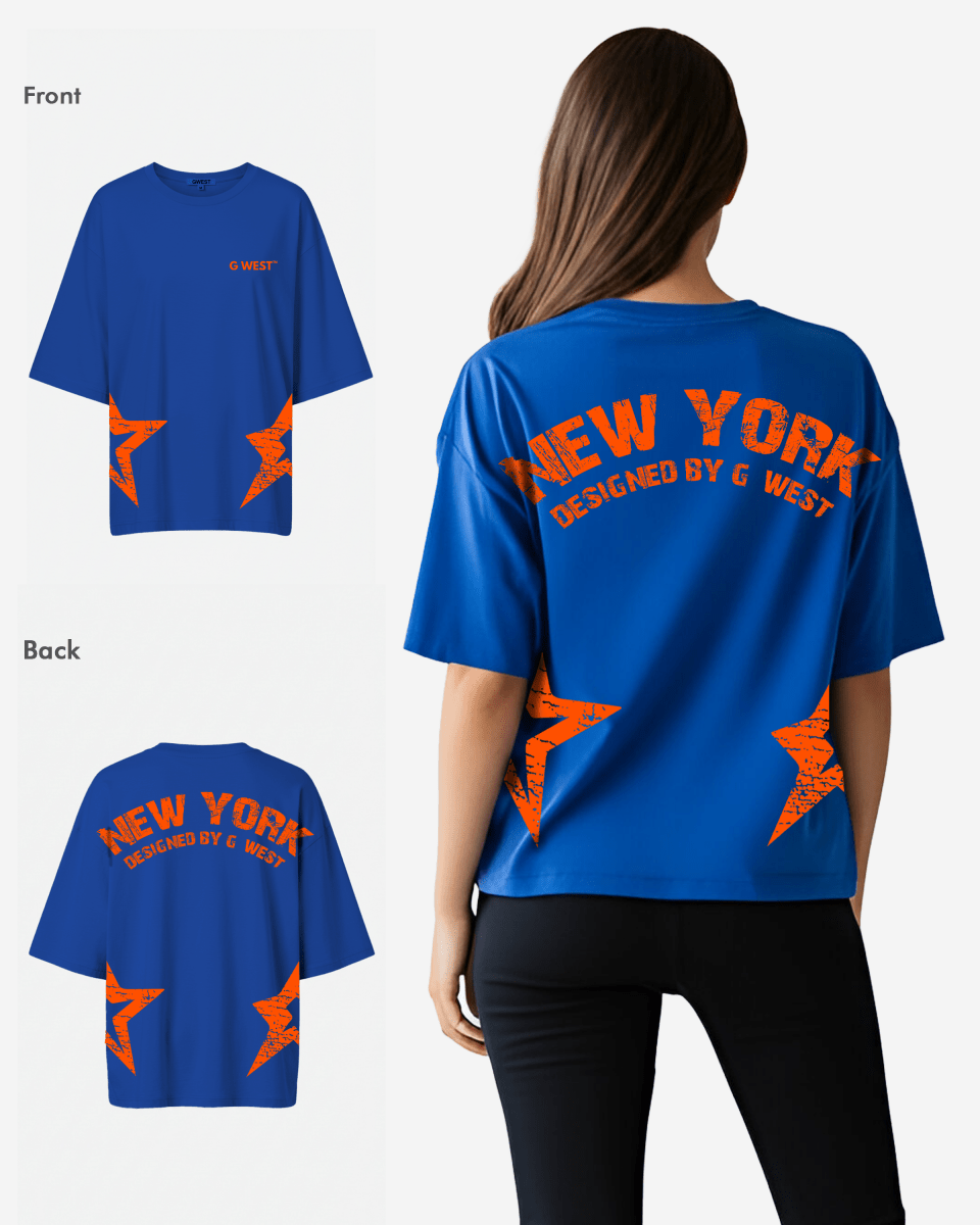 G West Womens Oversized New York Arch Logo With Star Tee