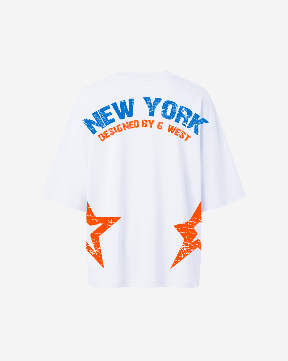 G West Womens Oversized New York Arch Logo With Star Tee