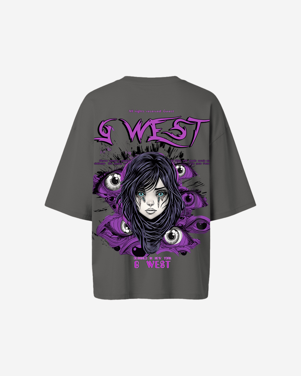 G West Womens Oversized Purple Eye Tee