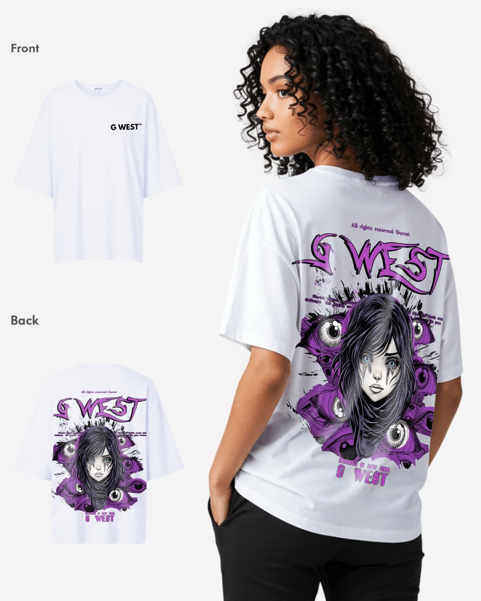 G West Womens Oversized Purple Eye Tee