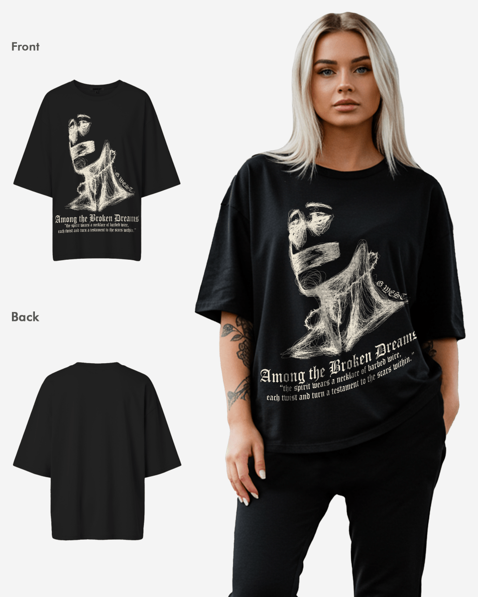 G West Womens Oversized Sinner Black Tee