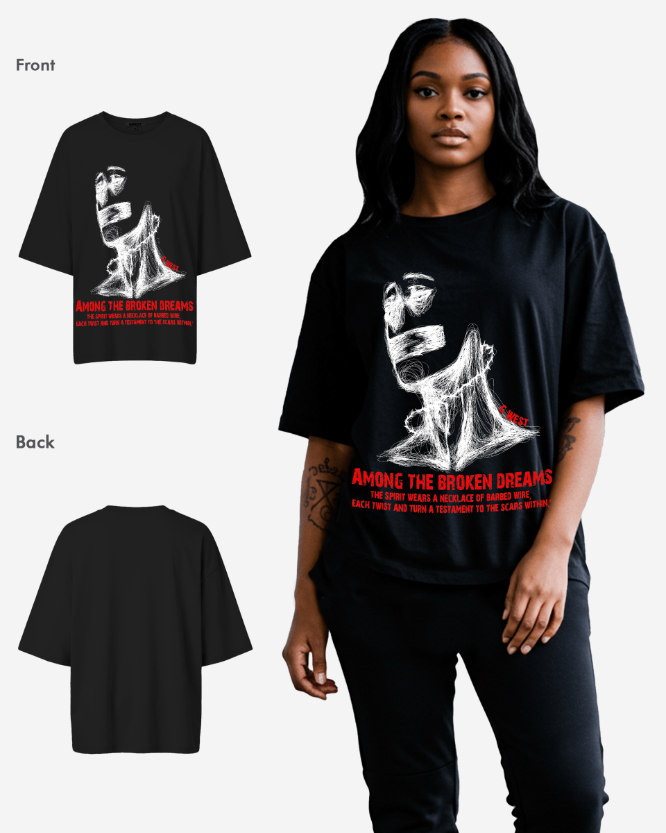 G West Womens Oversized Sinner Black Tee