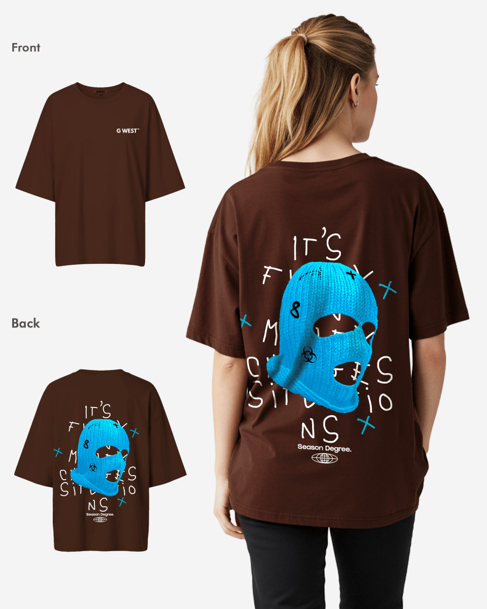 G West Womens Oversized True Blue Ski Mask Oversized Tee