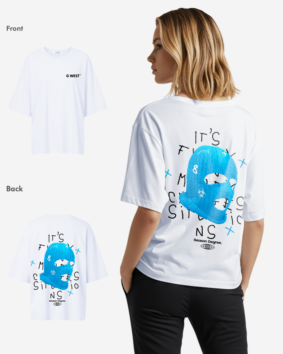 G West Womens Oversized True Blue Ski Mask Oversized Tee