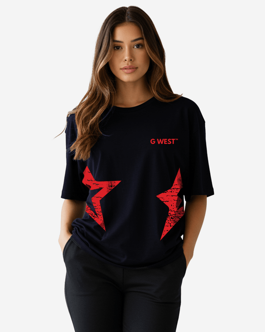G West Womens Oversized Usa Flag Arch Logo Tee