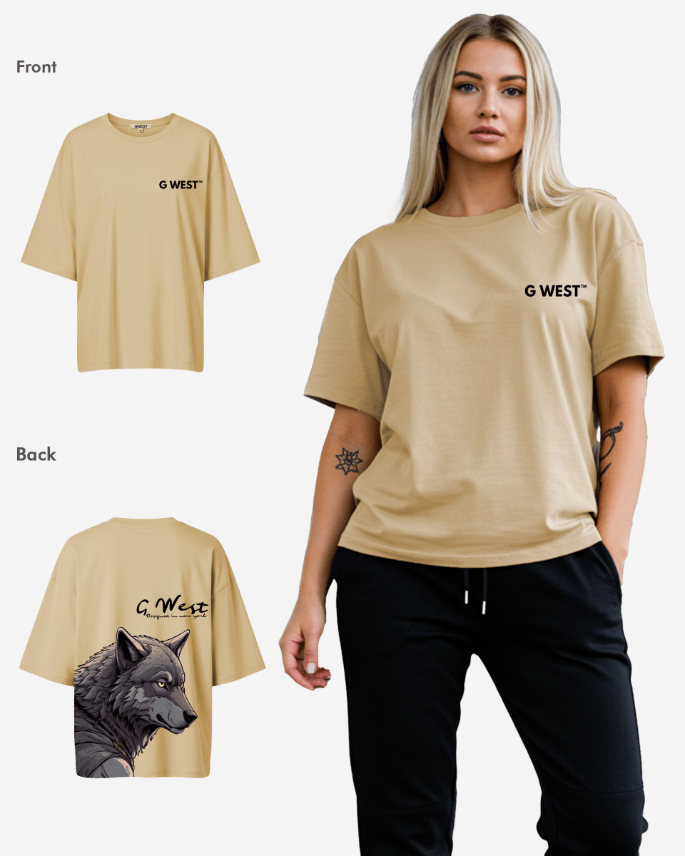 G West Womens Oversized Wolf T Shirt
