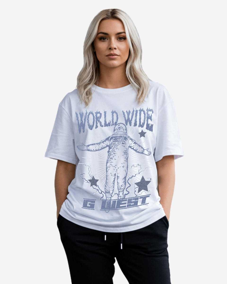 G West Womens Oversized World Wide Star T Shirt