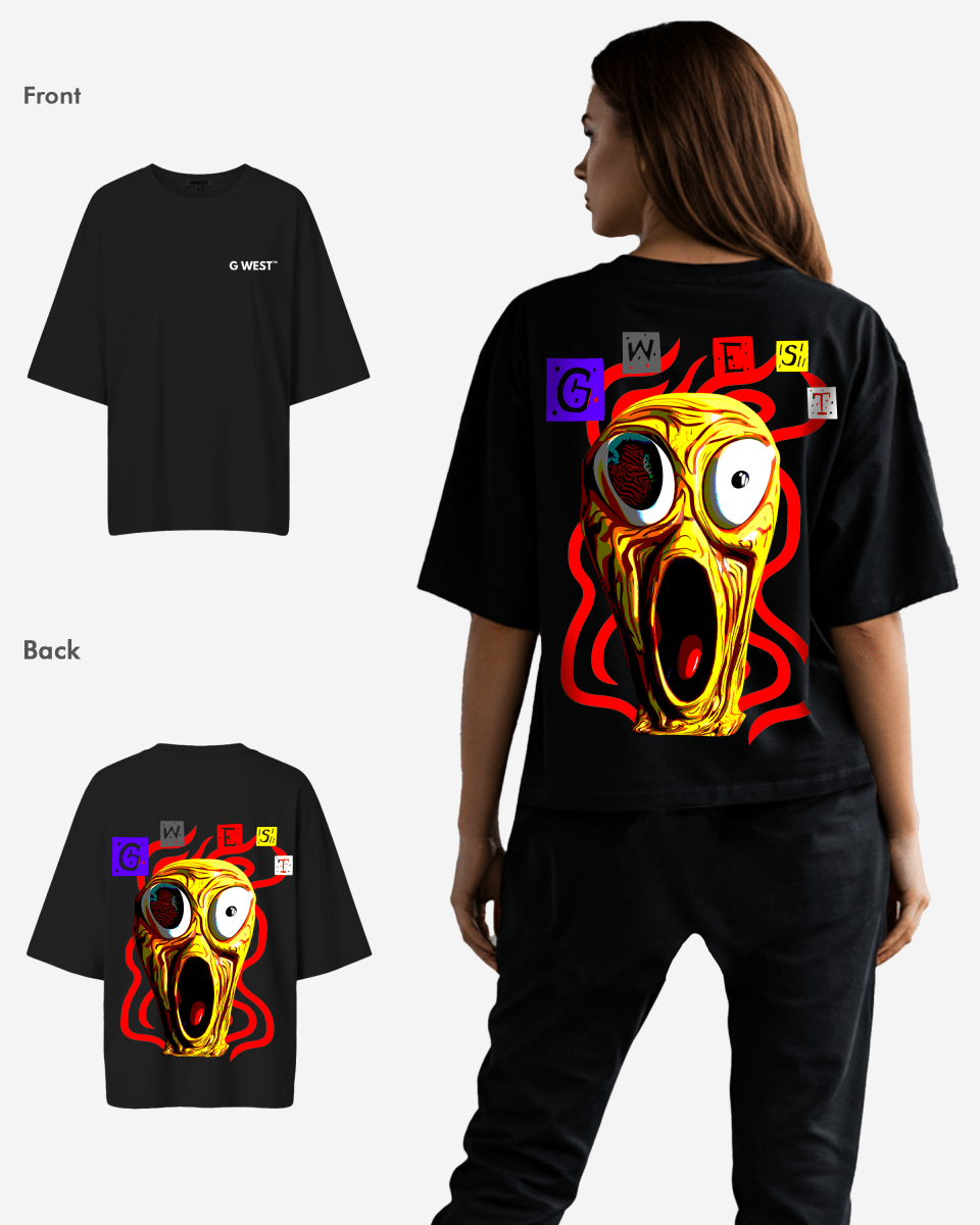 G West Womens Oversized Yellow Face Lifestyle Tee