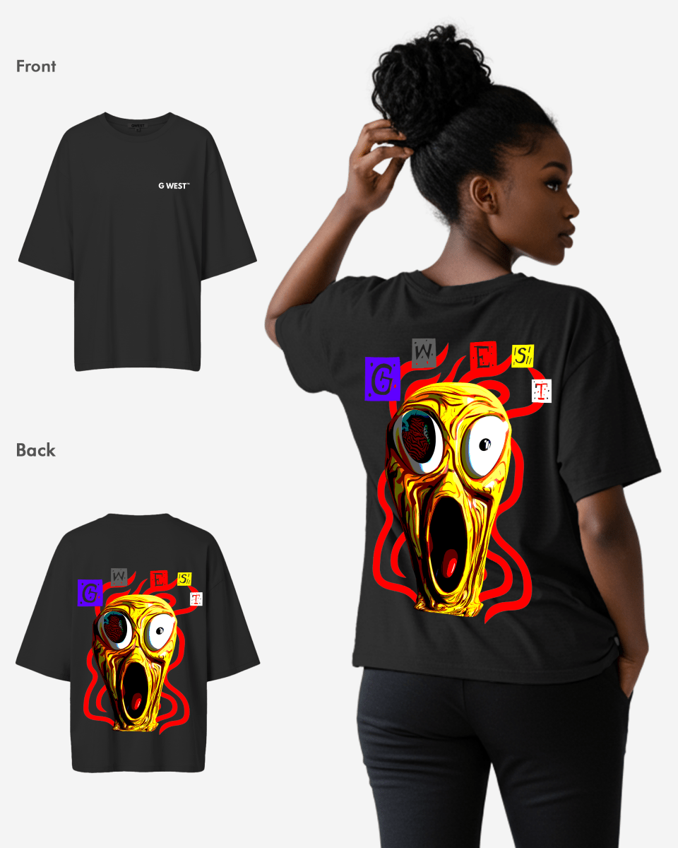 G West Womens Oversized Yellow Face Lifestyle Tee