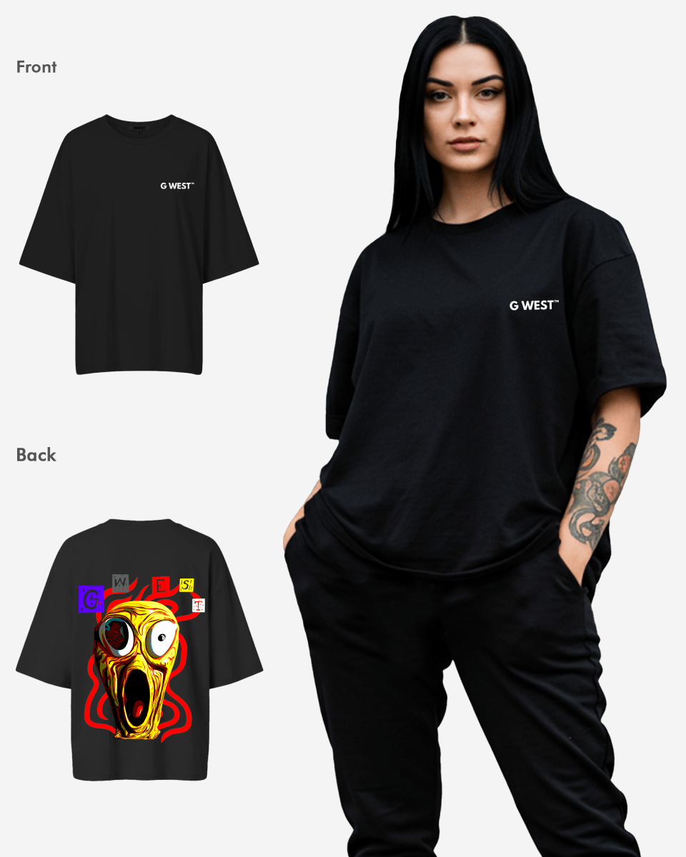 G West Womens Oversized Yellow Face Lifestyle Tee