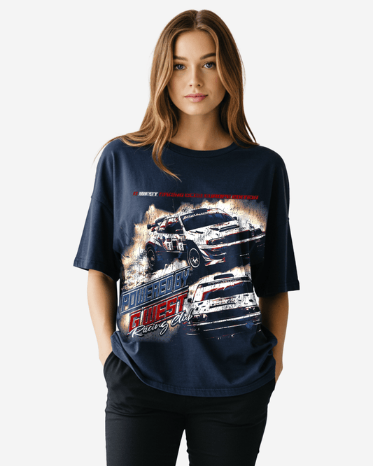 G West WomensRacing Club Double Hit Premium Oversized Tee