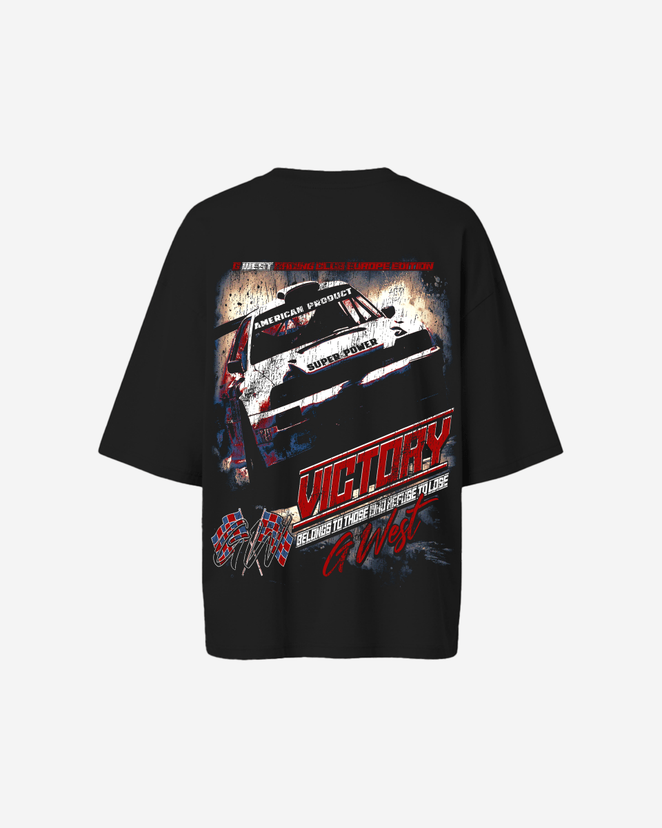 G West WomensRacing Club Double Hit Premium Oversized Tee