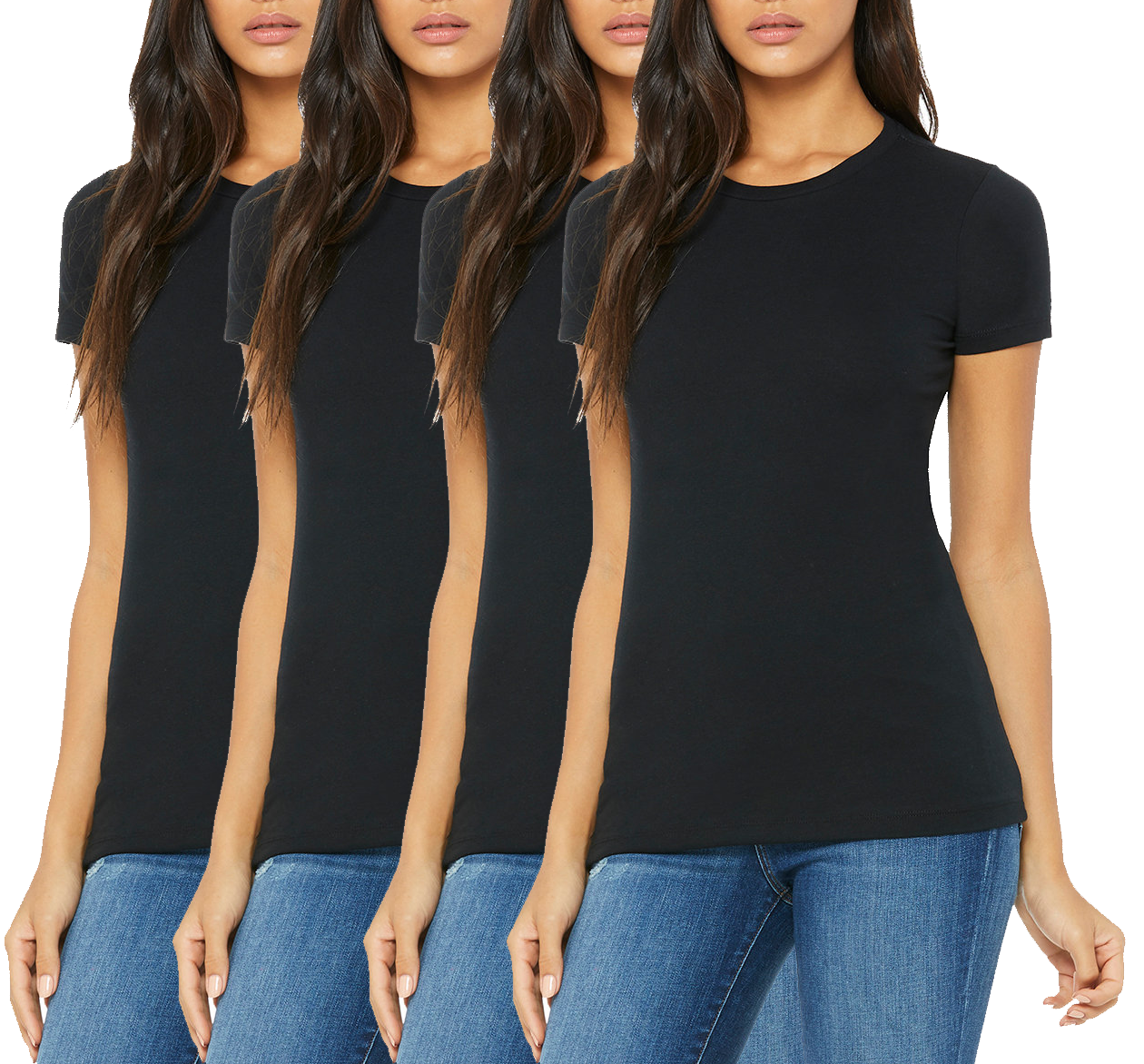 4 Pack Women's Short Sleeve Round Neck T-Shirt