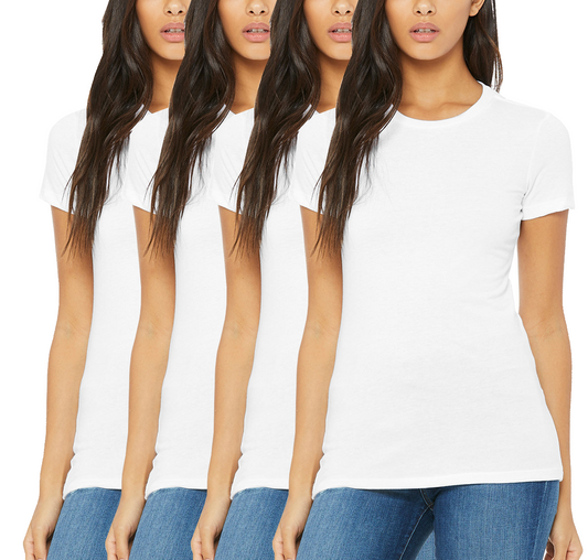4 Pack Women's Short Sleeve Round Neck T-Shirt