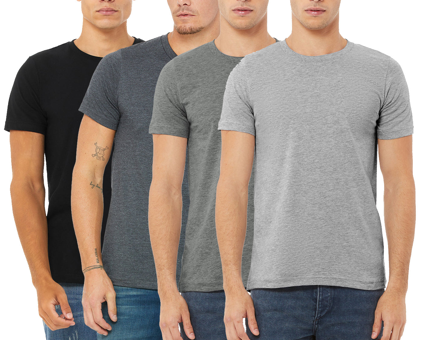4 Pack Men's Short Sleeve T-Shirt Round Neck