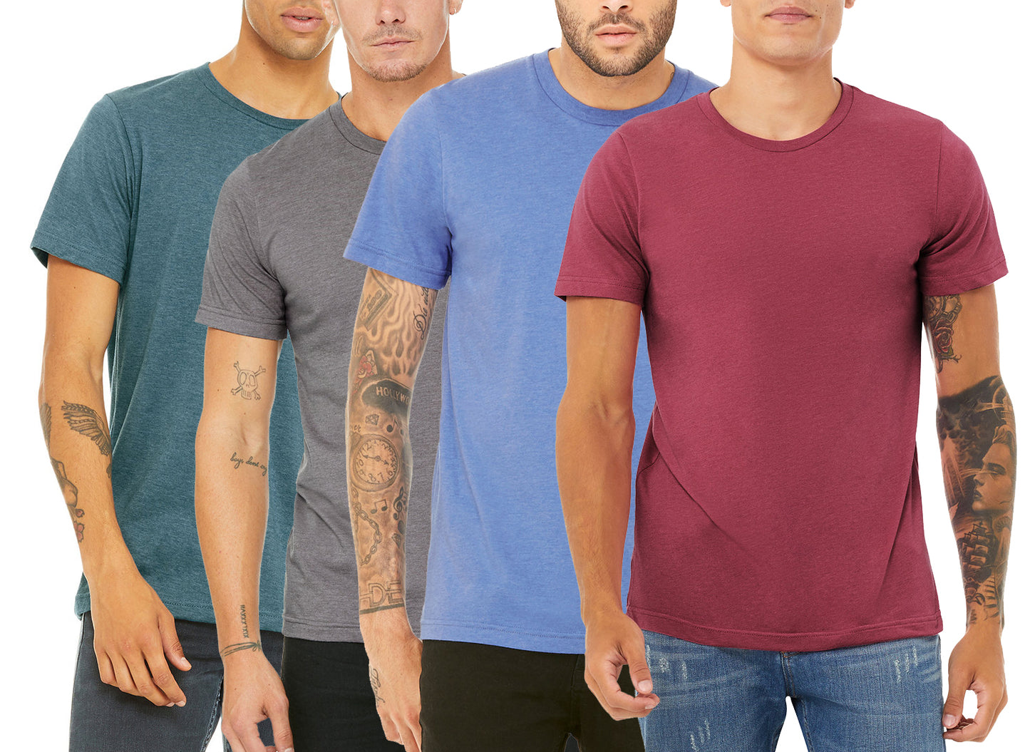 4 Pack Men's Short Sleeve T-Shirt Round Neck