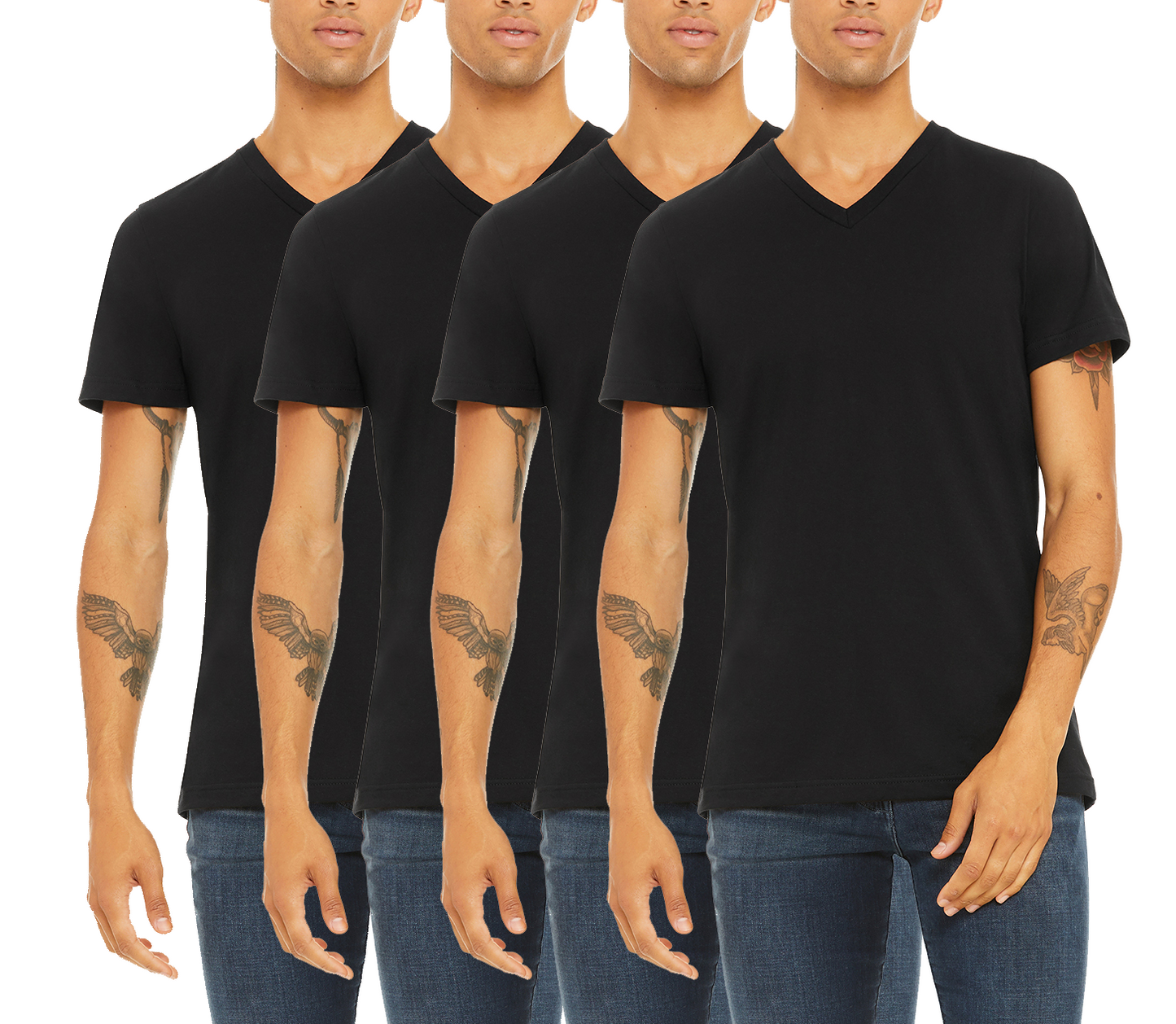4 Pack Men's Short Sleeve T-Shirt Round Neck