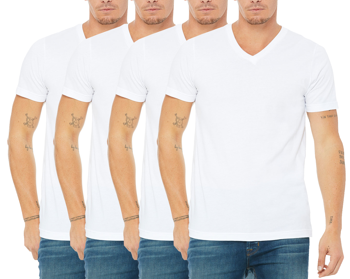 4 Pack Men's Short Sleeve V-Neck T-Shirt