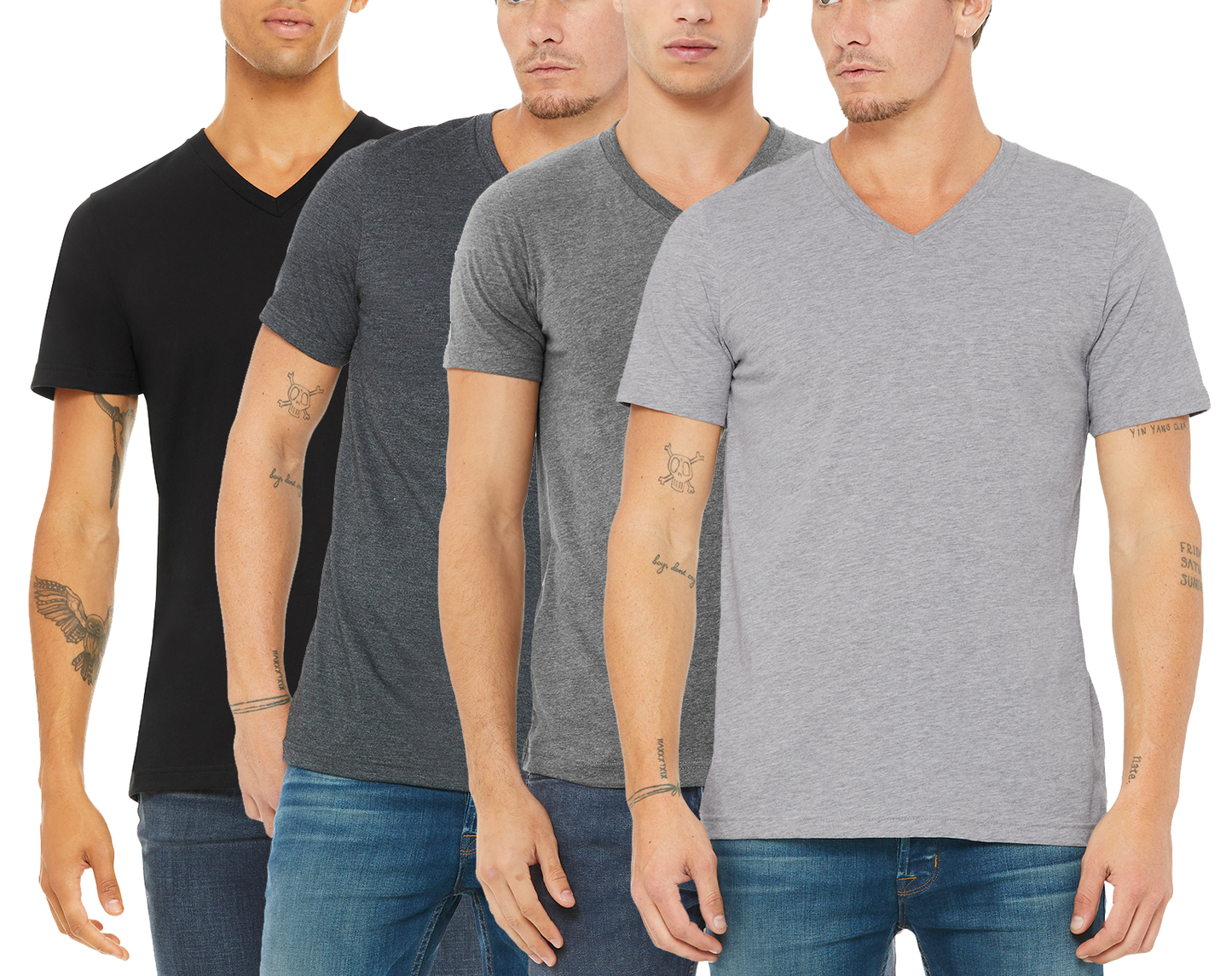 4 Pack Men's Short Sleeve V-Neck T-Shirt