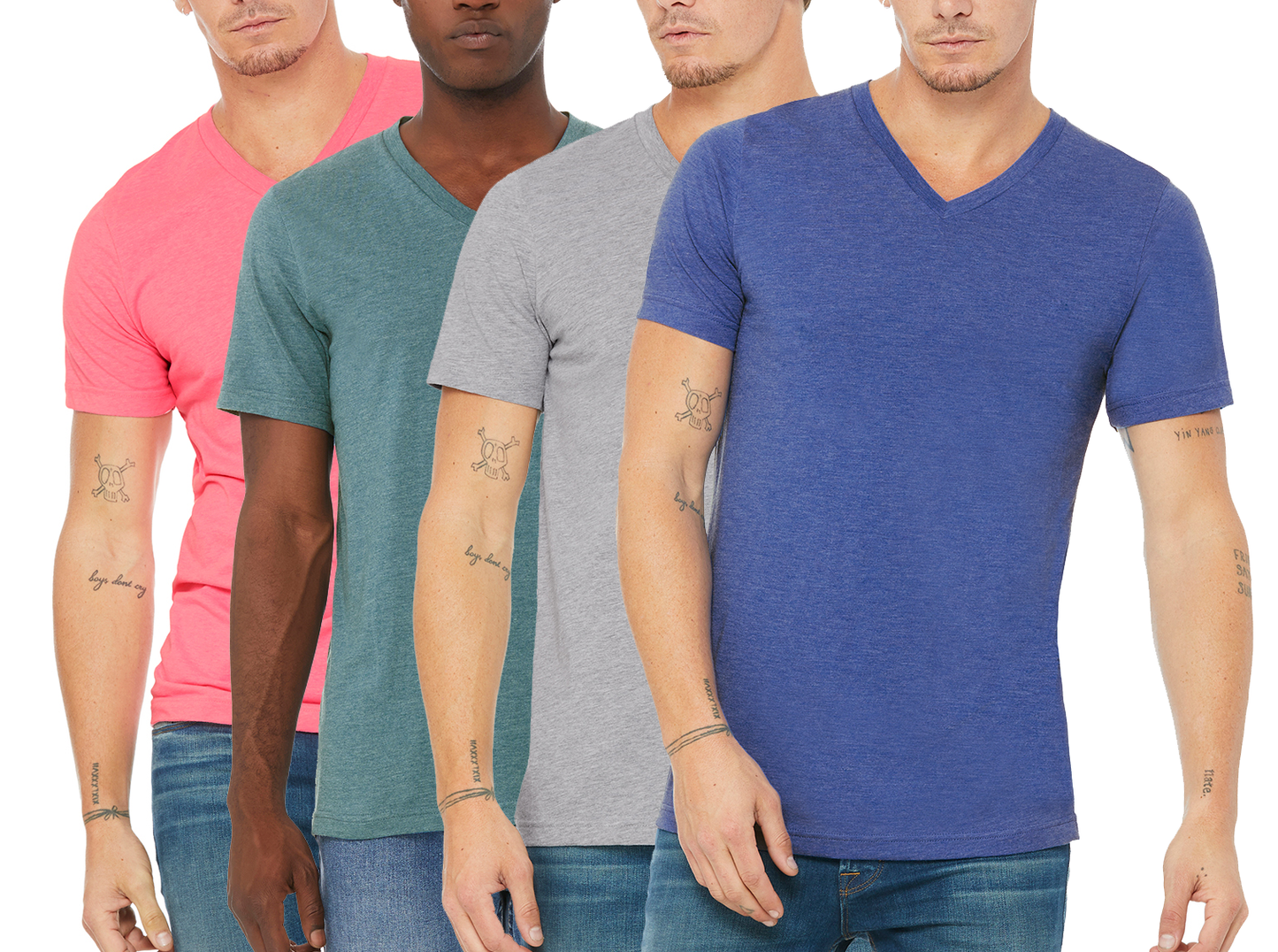 4 Pack Men's Short Sleeve V-Neck T-Shirt