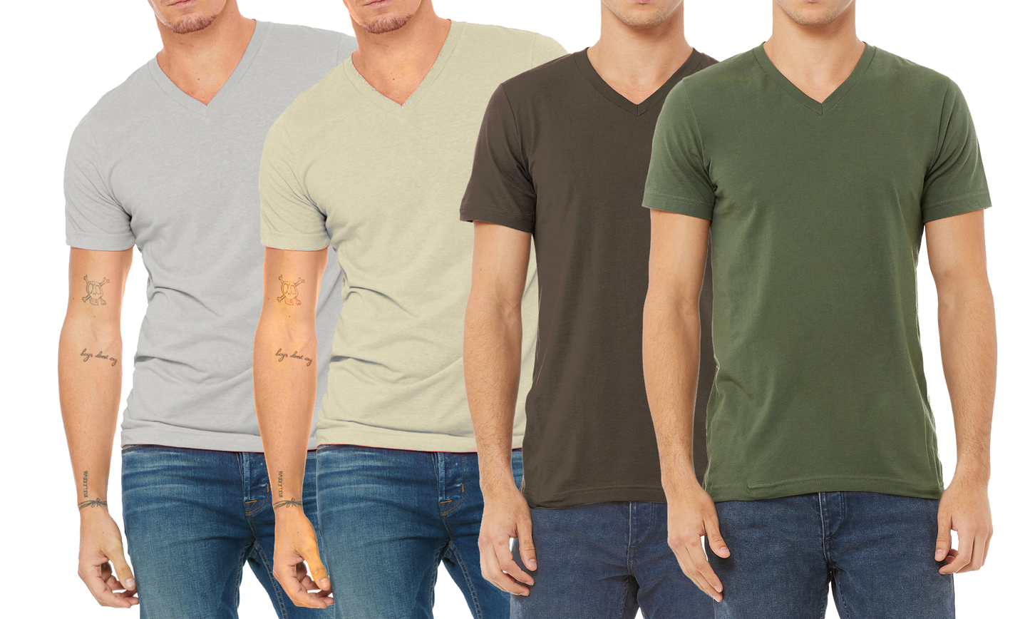 4 Pack Men's Short Sleeve V-Neck T-Shirt