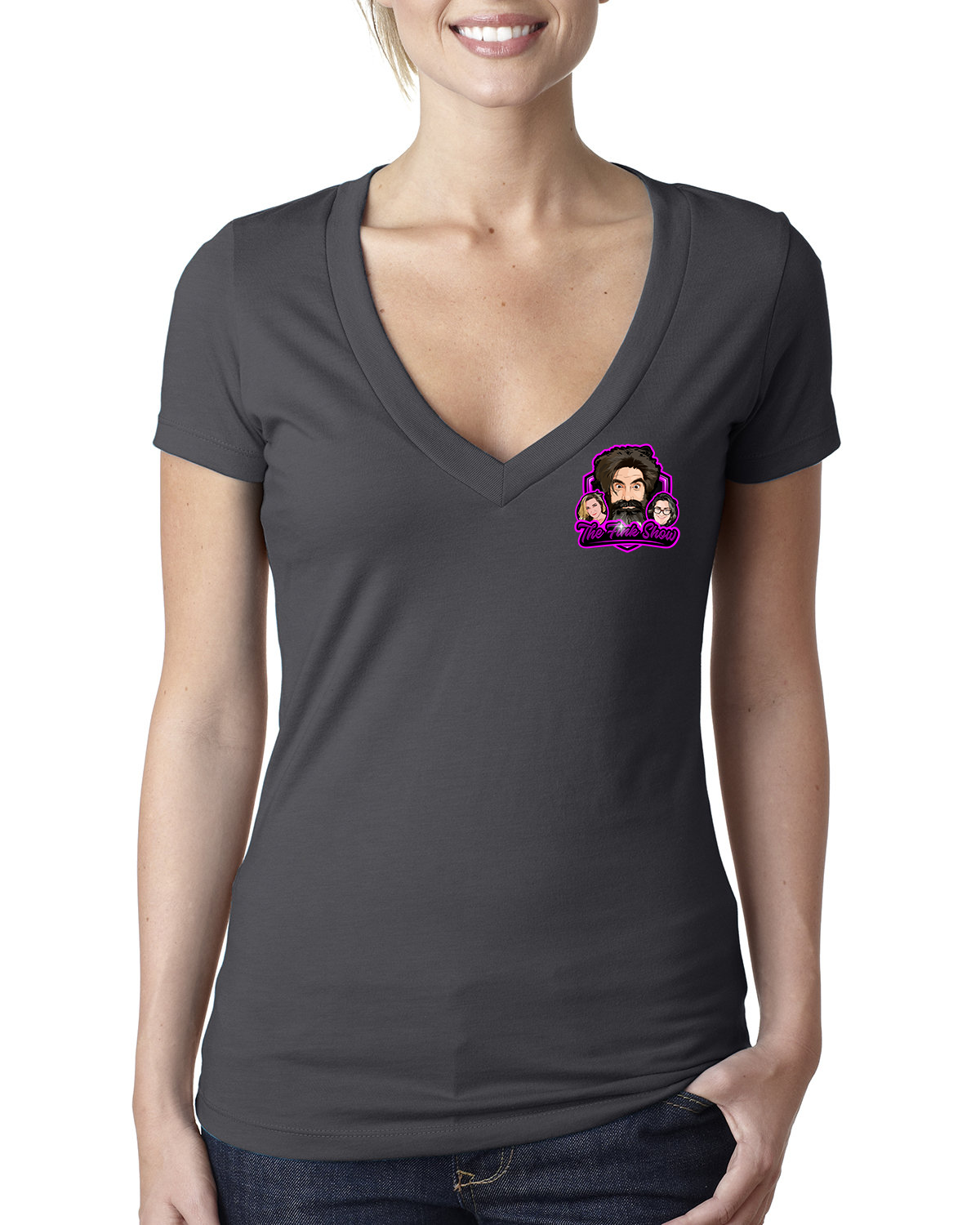 Fink Show Ladies Deep V-Neck T-shirt Pocket Sized V2.0 Logo