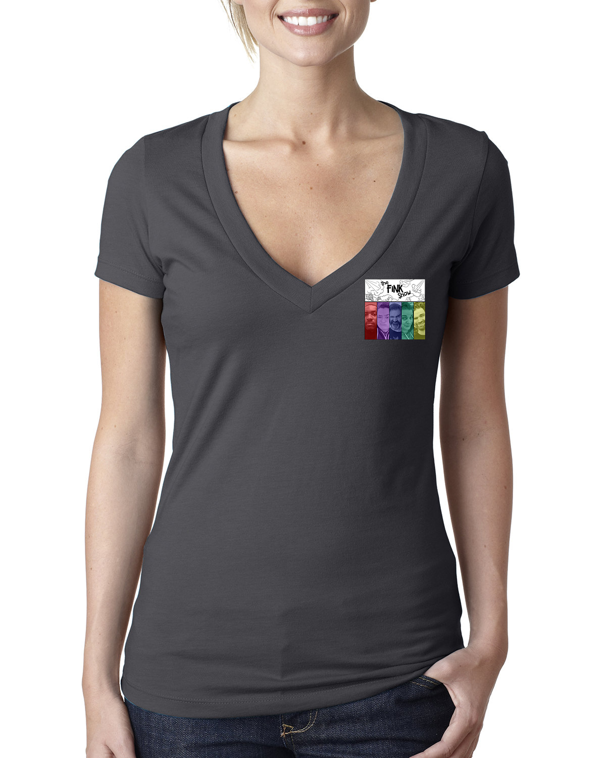 Fink Show Ladies Deep V-Neck T-shirt Pocket Sized V3.0 Logo