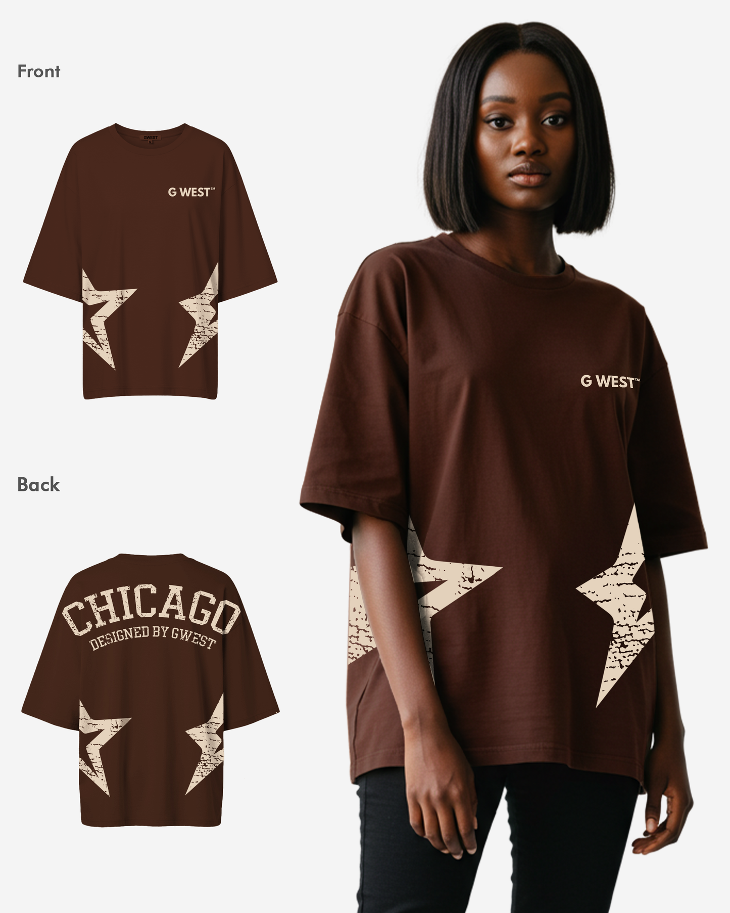 G West Womens Oversized Chicago Arch Logo Tee