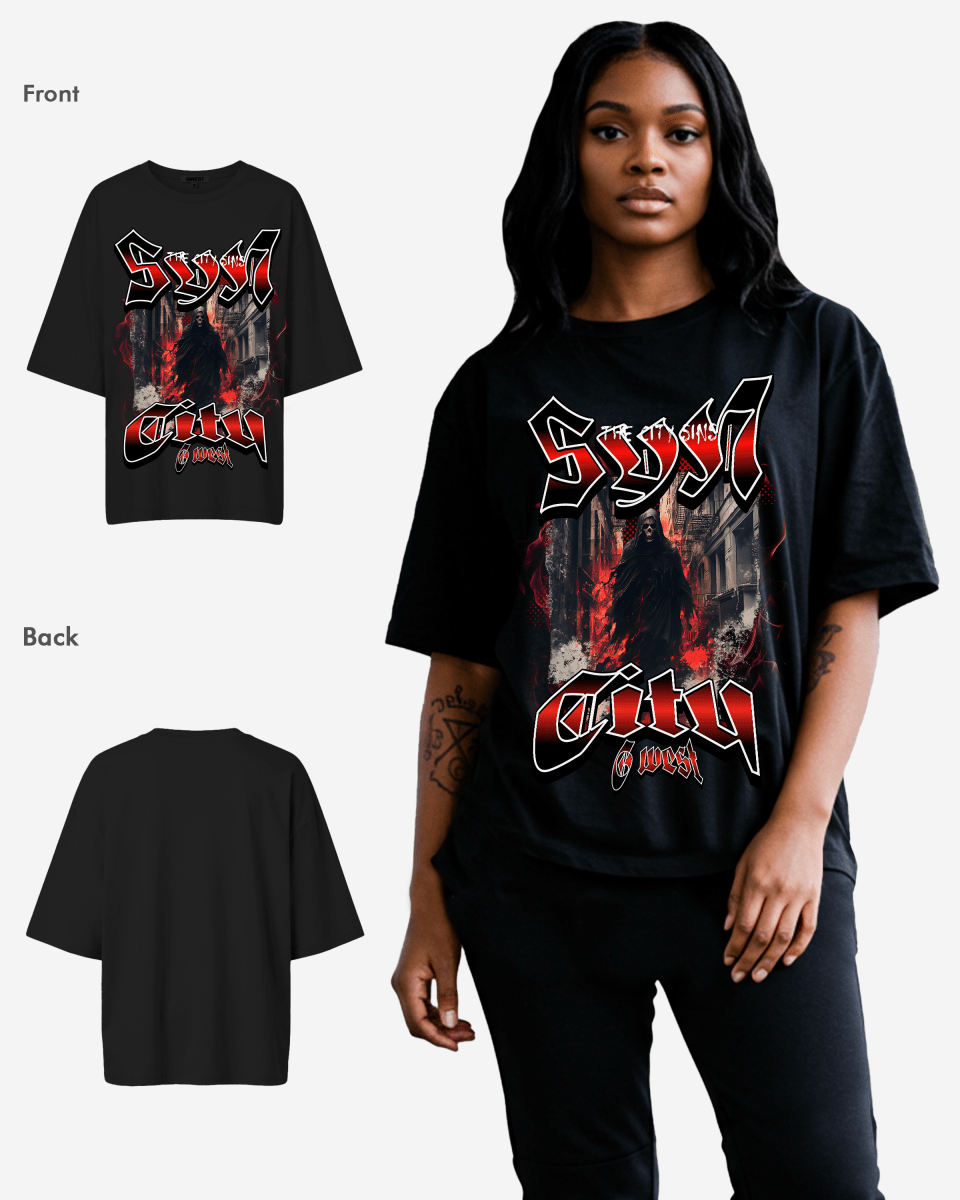 G West Womens Ghost City Oversized Tee