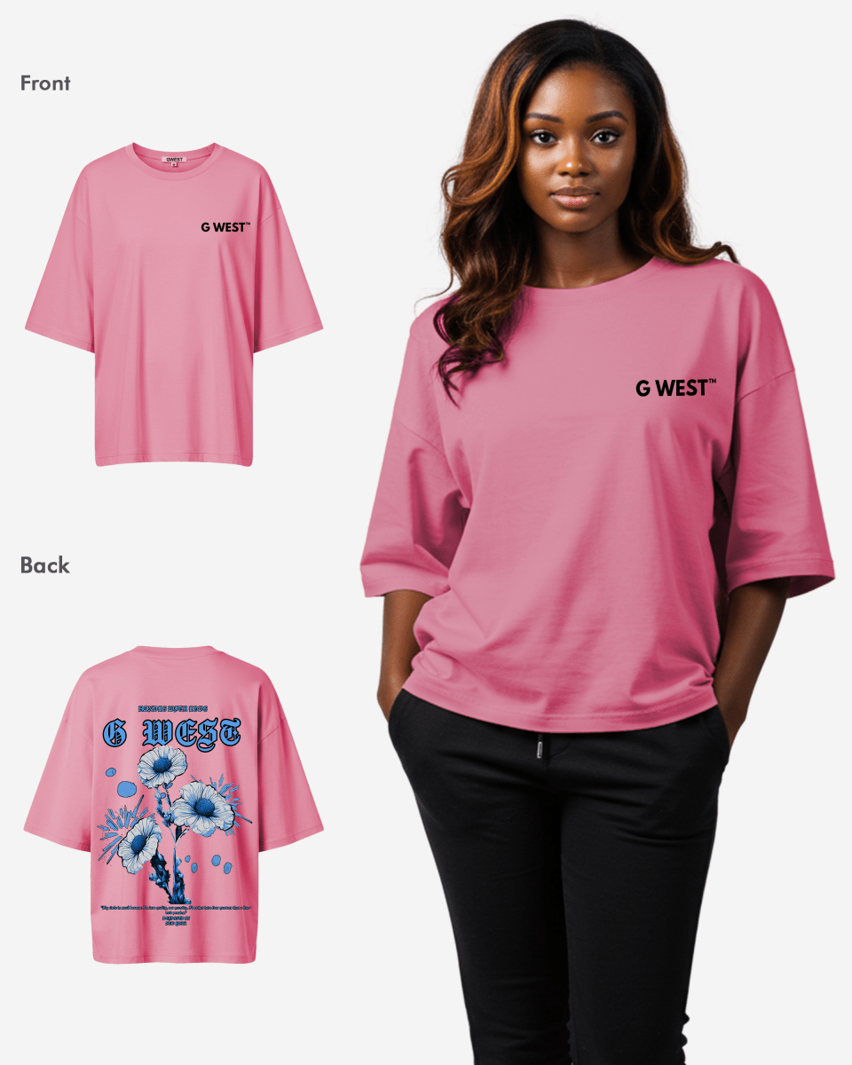 G West Womens Oversized Blue Garden Tee