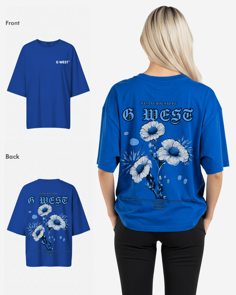 G West Womens Oversized Blue Garden Tee