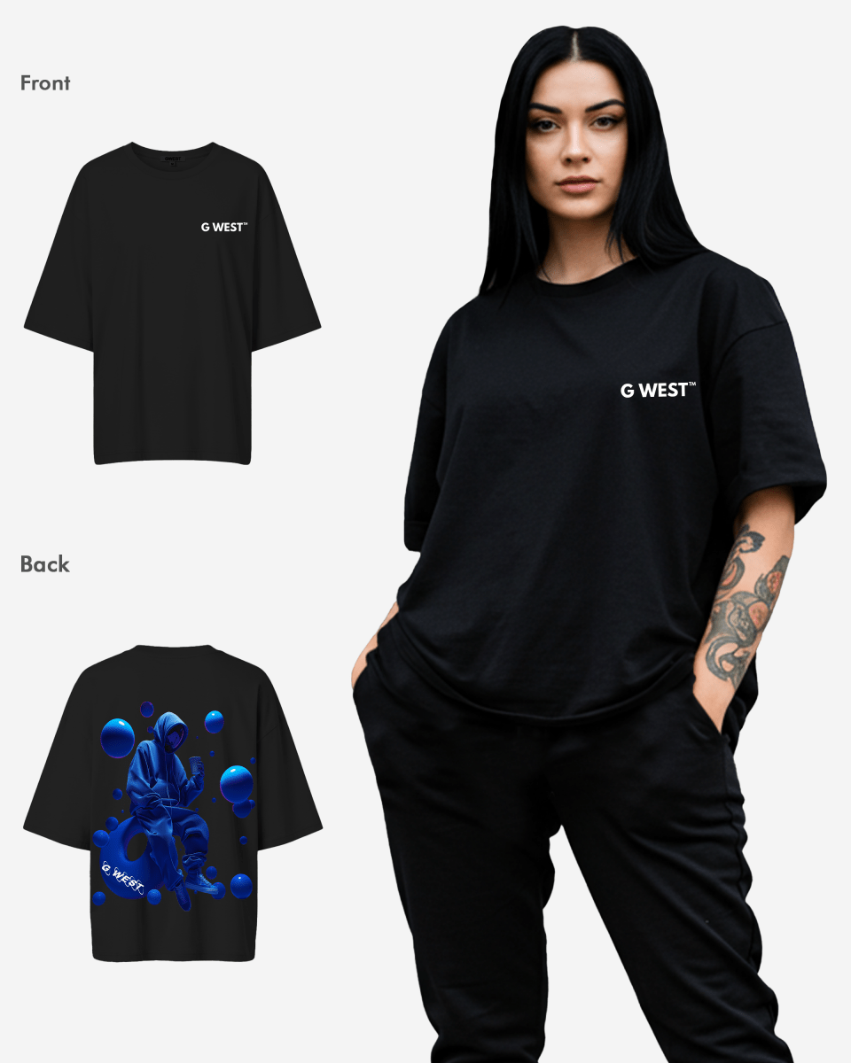 G West Womens Oversized Blue Man Tee